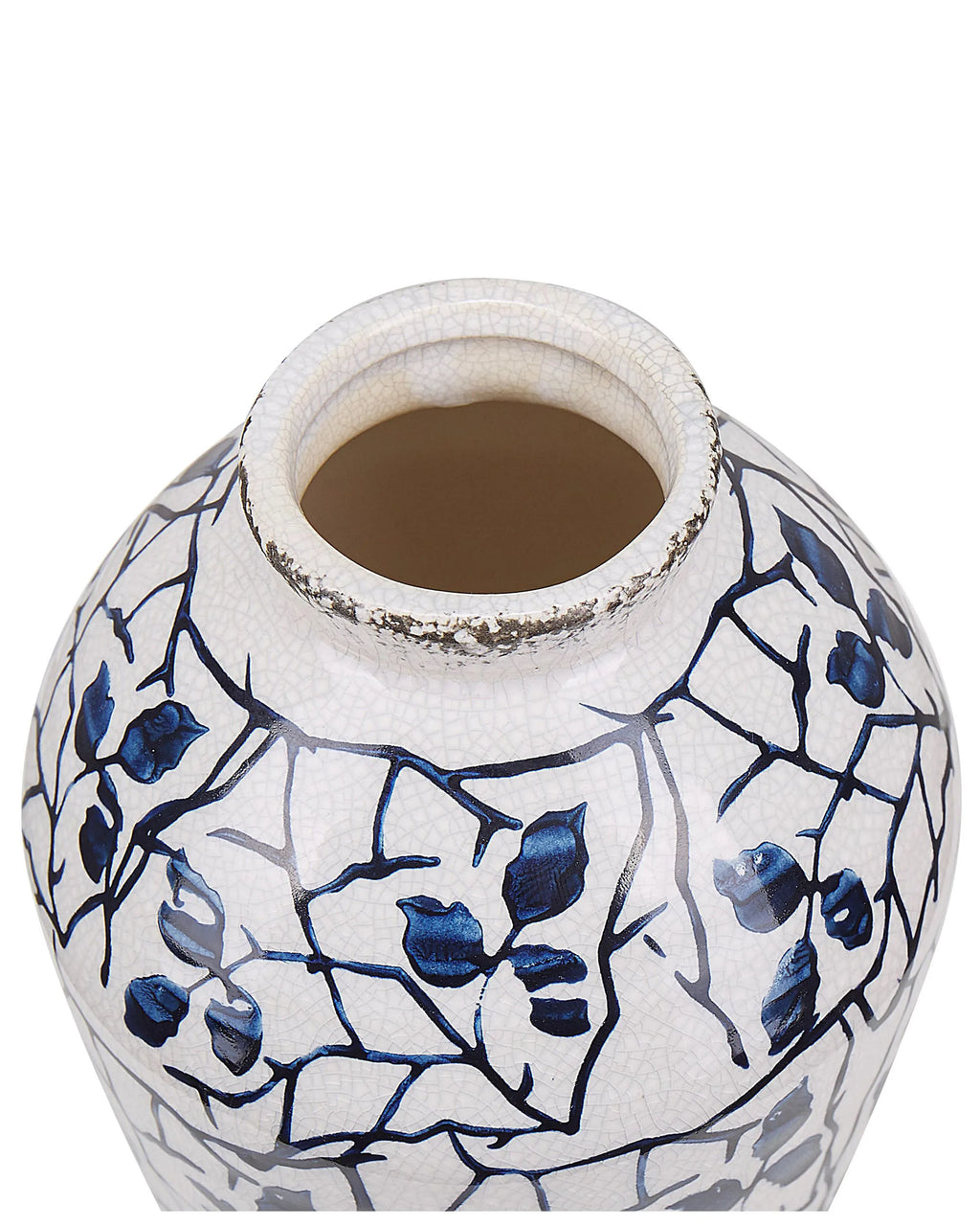 Vase à fleurs en grès cérame 20/22 cm Blanc et Bleu Marine – Fait à la main, Imperméable, pour l'intérieur