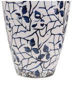 Vase à fleurs en grès cérame 20/22 cm Blanc et Bleu Marine – Fait à la main, Imperméable, pour l'intérieur