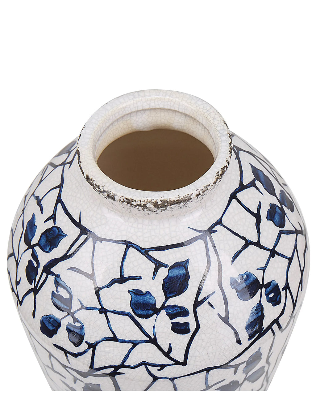 Vase à fleurs en grès cérame 20/22 cm Blanc et Bleu Marine – Fait main, étanche, pour l'intérieur
