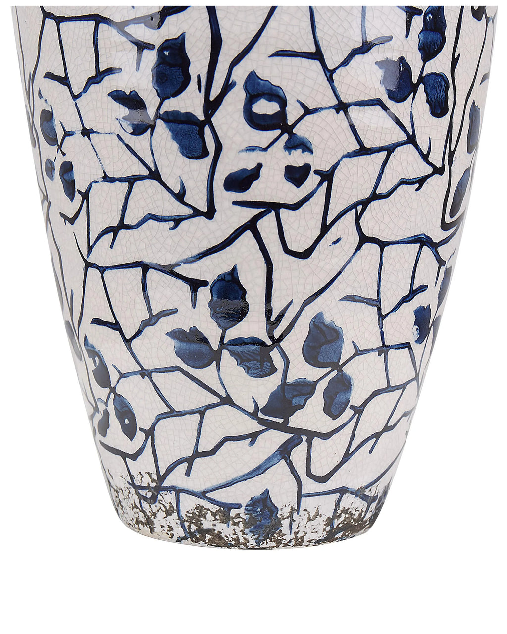 Vase à fleurs en grès cérame 20/22 cm Blanc et Bleu Marine – Fait main, étanche, pour l'intérieur