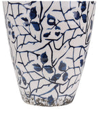 Vase à fleurs en grès cérame 20/22 cm Blanc et Bleu Marine – Fait main, étanche, pour l'intérieur
