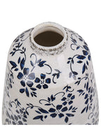 Vase à fleurs en grès cérame 20/25 cm Blanc et Bleu Marine – Fait main, étanche, style rétro