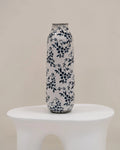 Pot de fleurs en grès cérame 30/35 cm Blanc et Bleu marine – Fait main, Imperméable, pour l'intérieur