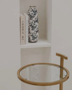 Vase à fleurs en grès cérame 30/35 cm Blanc et Bleu Marine – Fait à la main, Imperméable, pour l'intérieur