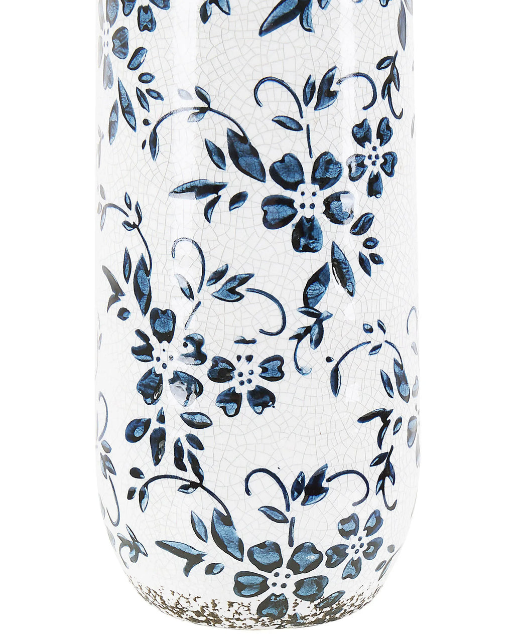 Vase à fleurs en grès cérame 30/35 cm Blanc et Bleu Marine – Fait à la main, Imperméable, pour l'intérieur