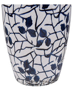 Vase à fleurs en grès cérame 25 cm Blanc et Bleu Marine – Fait main, étanche, pour l'intérieur