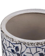 Pot en grès 15 cm Blanc et Bleu Marine – Fait main, étanche, pour l'intérieur