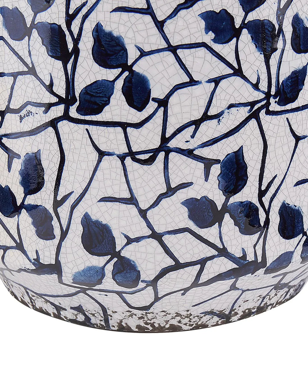 Pot en grès 15 cm Blanc et Bleu Marine – Fait main, étanche, pour l'intérieur