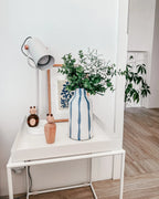 Vase à fleurs en grès cérame 22 cm Blanc et Bleu – Décoratif, Imperméable, pour Intérieur