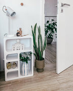Vase à fleurs en grès cérame 22 cm Blanc et Bleu – Décoratif, Imperméable, pour Intérieur