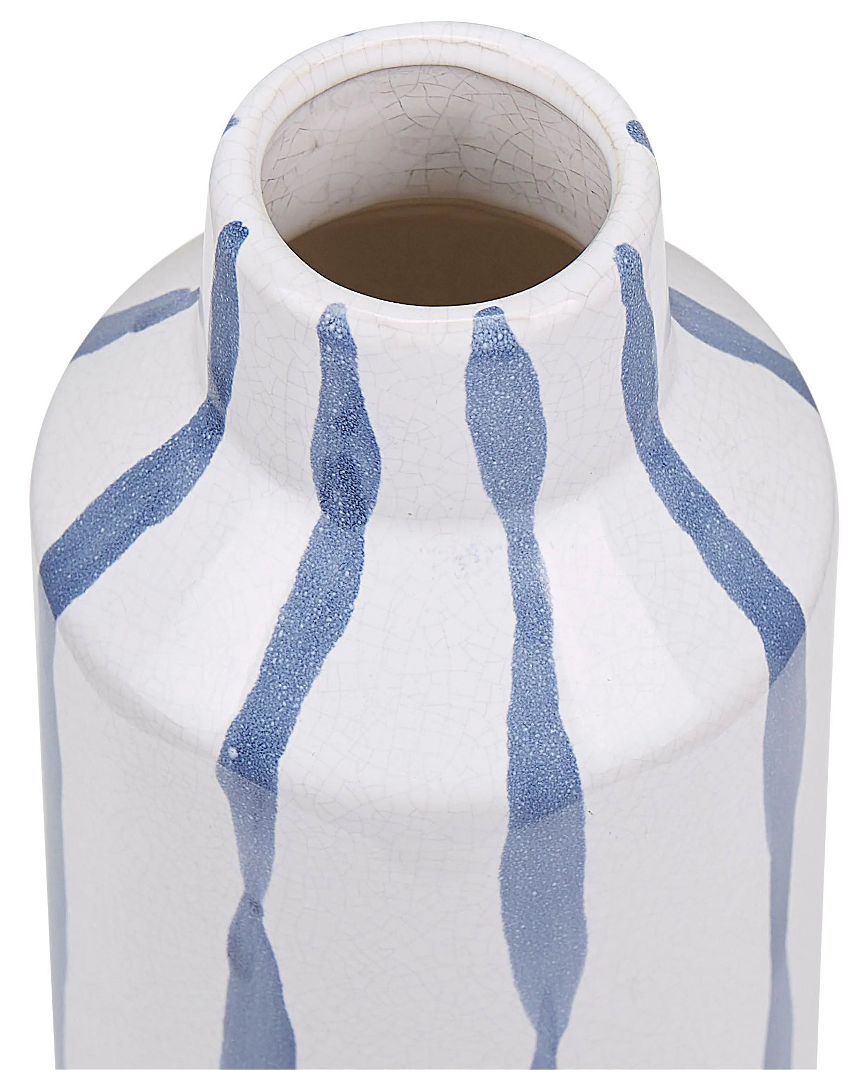 Vase à fleurs en grès cérame 22 cm Blanc et Bleu – Décoratif, Imperméable, pour Intérieur