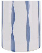 Vase à fleurs en grès cérame 22 cm Blanc et Bleu – Décoratif, Imperméable, pour Intérieur