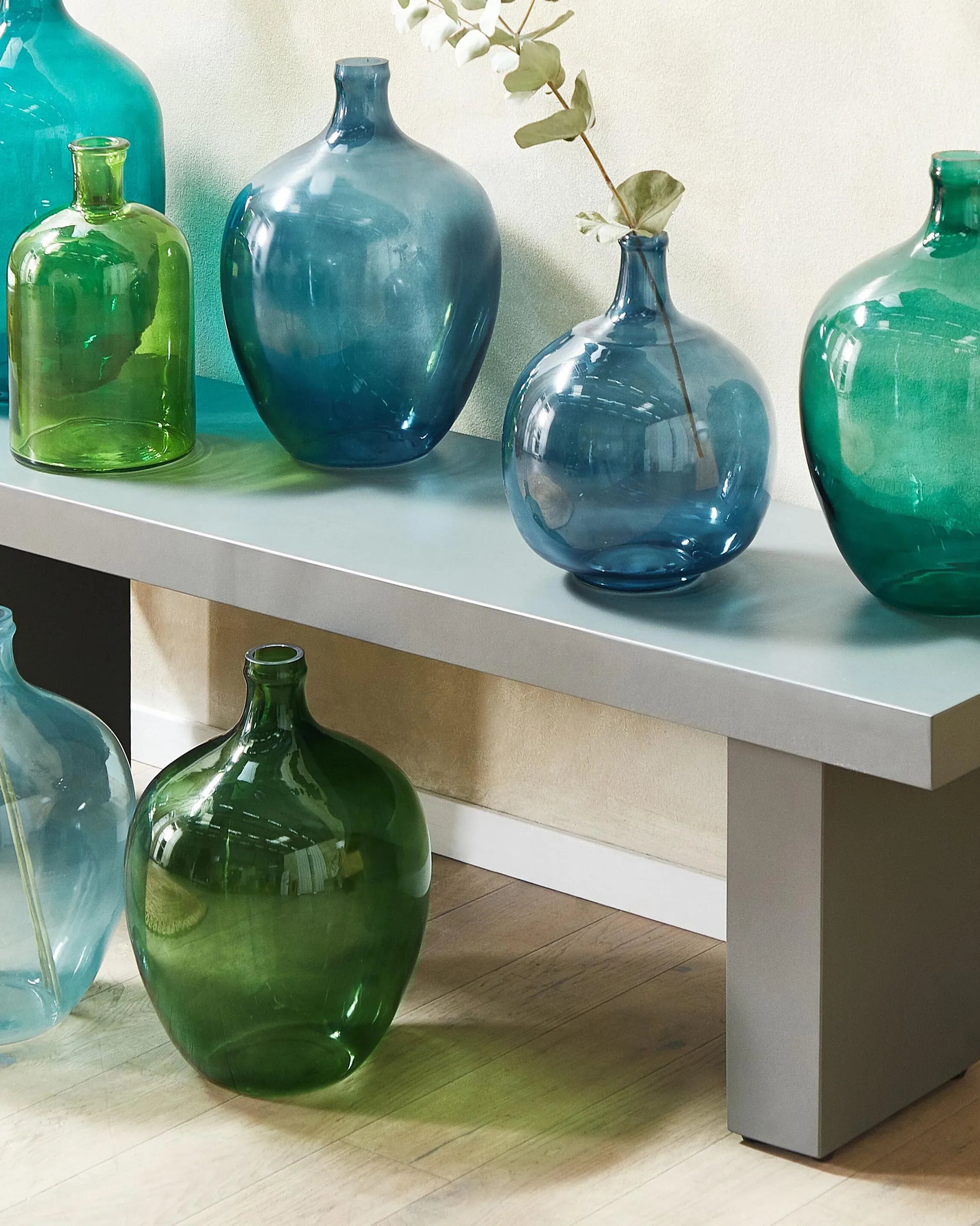 Vase décoratif en verre bleu 31 cm