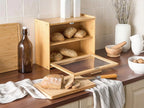 Boîte à pain en bambou marron clair 40x31 cm – Panneau transparent, garde le pain frais, montage facile
