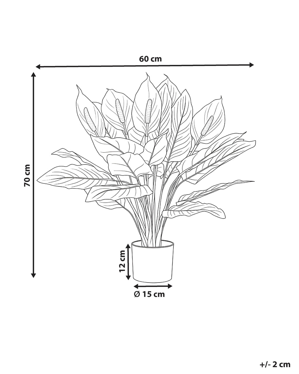 Plante artificielle Spathiphyllum 70 cm Verte