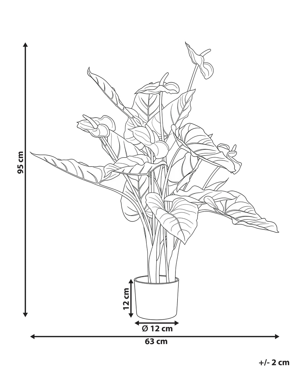 Plante artificielle anthurium 95 cm Vert
