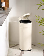 Corbeille à Papier 30 L en Métal Beige – Seau Amovible, Fermeture Amortie, Style Rétro