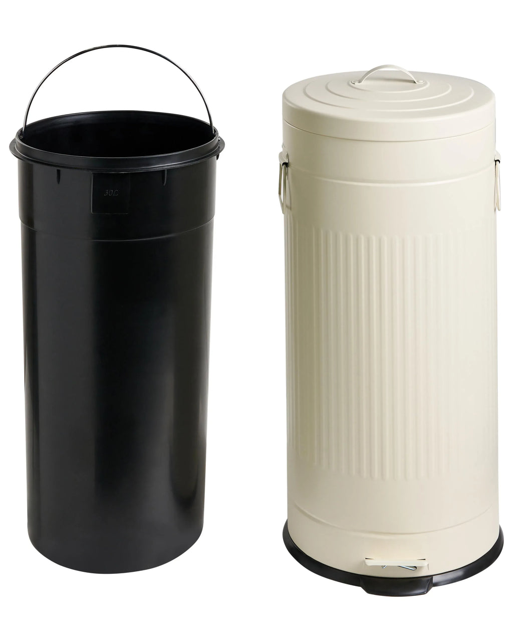 Corbeille à Papier 30 L en Métal Beige – Seau Amovible, Fermeture Amortie, Style Rétro