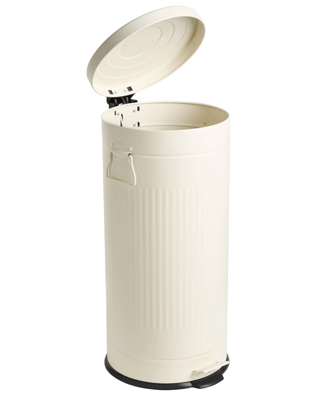 Corbeille à Papier 30 L en Métal Beige – Seau Amovible, Fermeture Amortie, Style Rétro