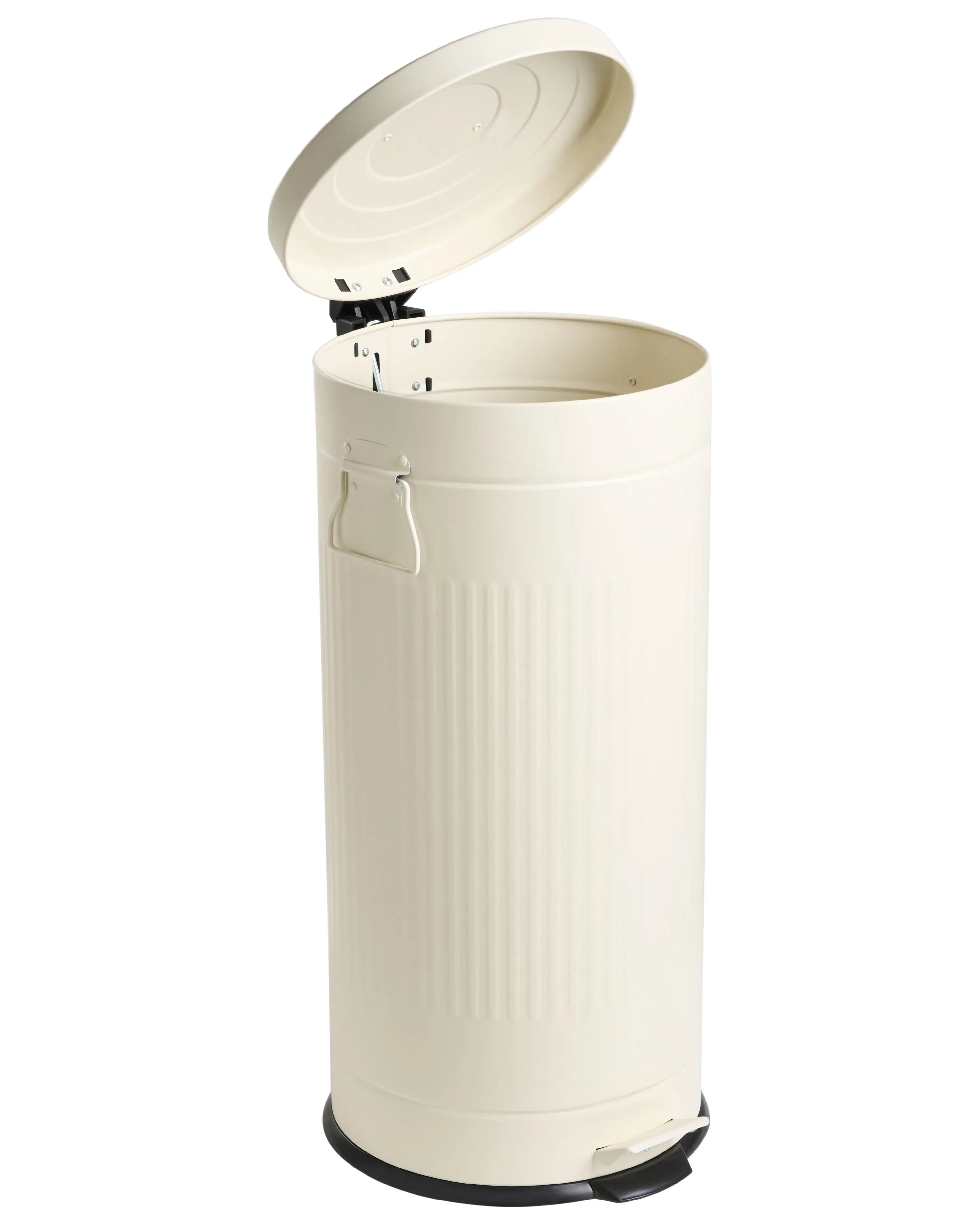 Corbeille à Papier 30 L en Métal Beige – Seau Amovible, Fermeture Amortie, Style Rétro