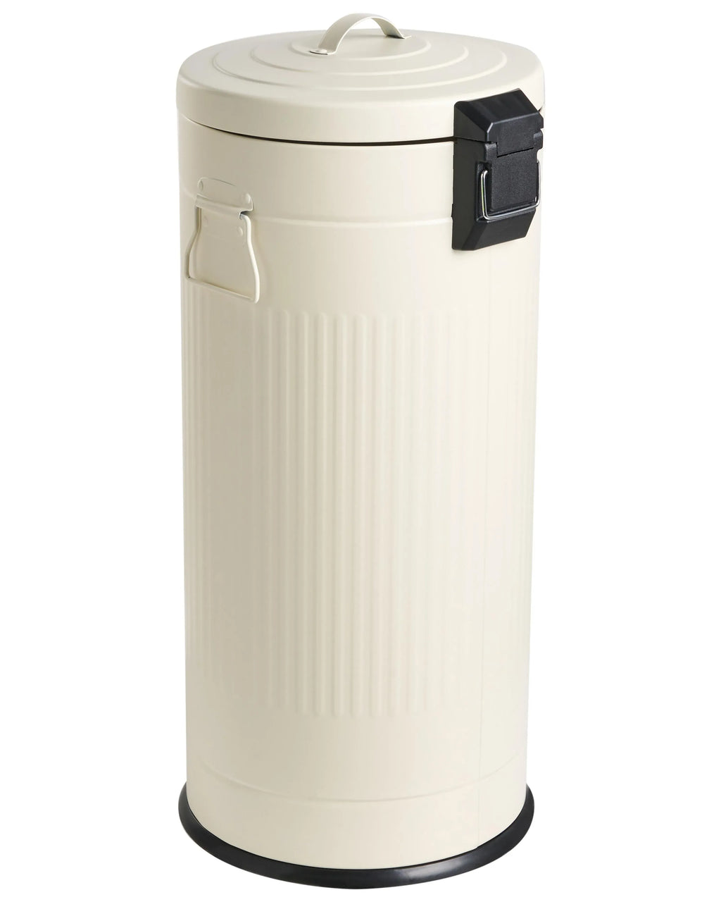 Corbeille à Papier 30 L en Métal Beige – Seau Amovible, Fermeture Amortie, Style Rétro