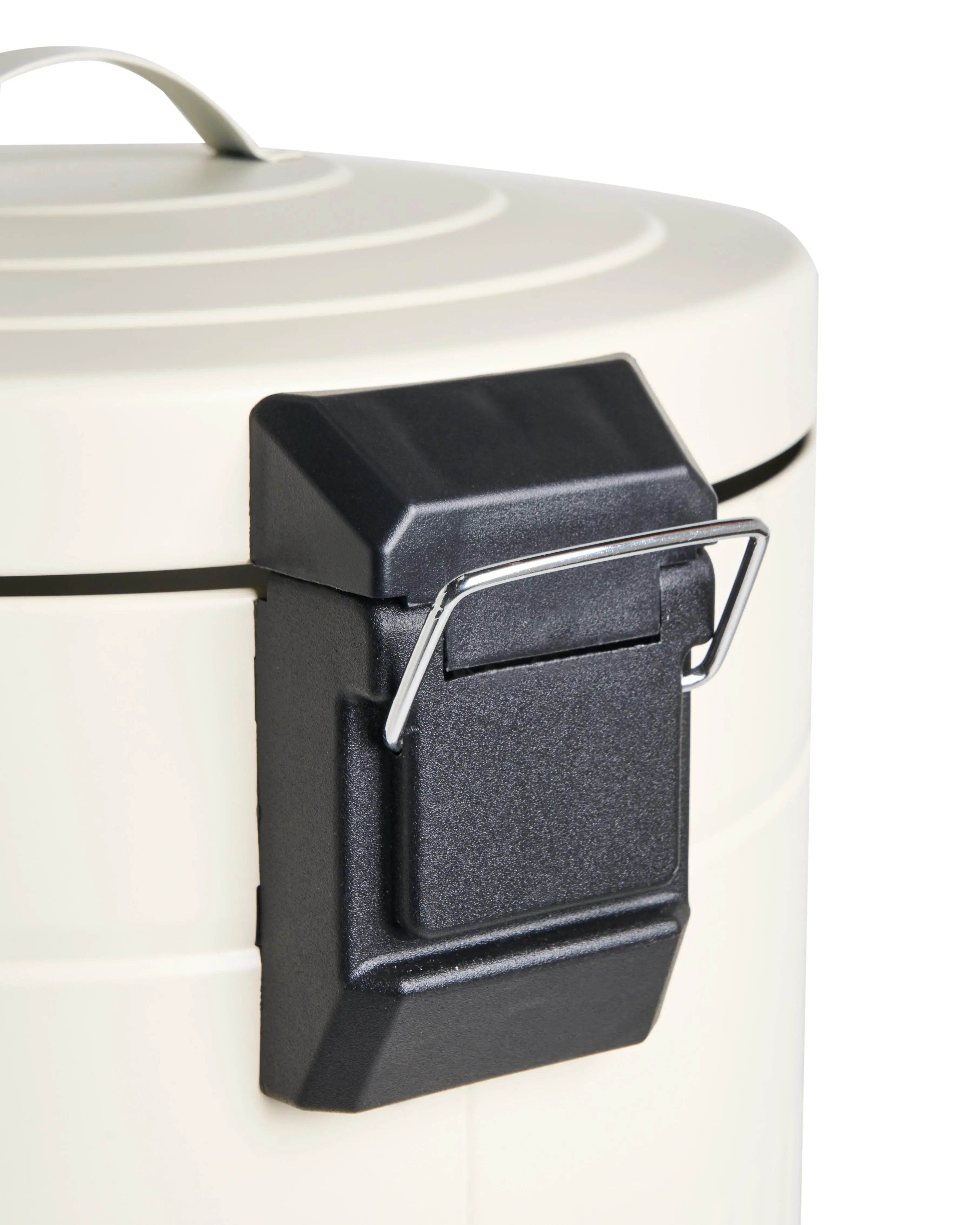 Corbeille à Papier 30 L en Métal Beige – Seau Amovible, Fermeture Amortie, Style Rétro