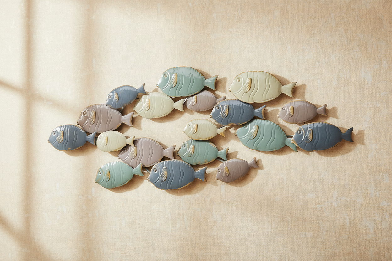 School of Fish Wall Art with Background