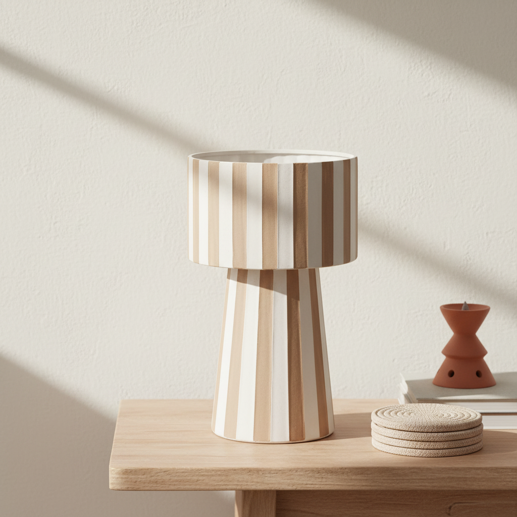 Striped Ceramic Pot with Background