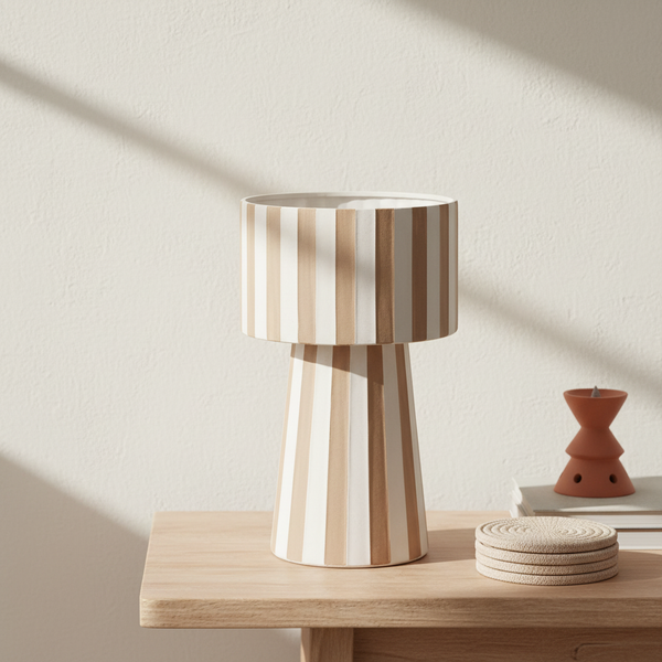 Striped Ceramic Pot with Background